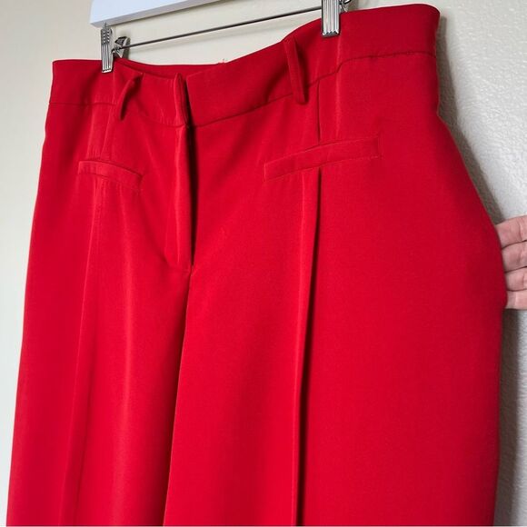 NWT Ashley Stewart Pintuck Wide Leg Red Palazzo Pants High Rise Pockets Women 18 - Picture 4 of 14